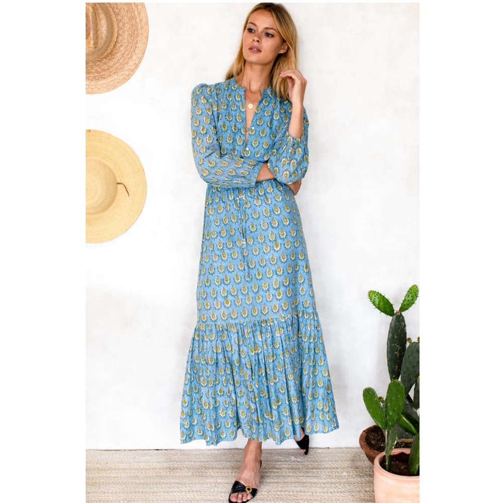 Women's Emerson Fry Frances Dress 2 - Juliet Organic, Blue + Yellow, small